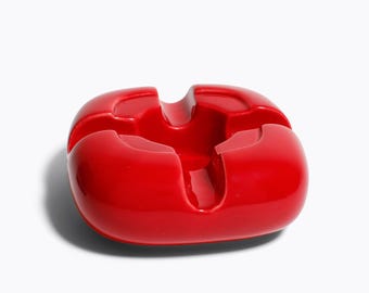 Pop Art Vintage Ashtray Skye Mcghie Taku Receptacle Tobacciana Red Ceramic Design Space Age Decor