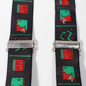 Pop Art Vintage Suspenders Clip End Style Braces Black Red Green Geometric Faces 80s Eighties Memphis Design Inspired Sustainable Fashion image 3