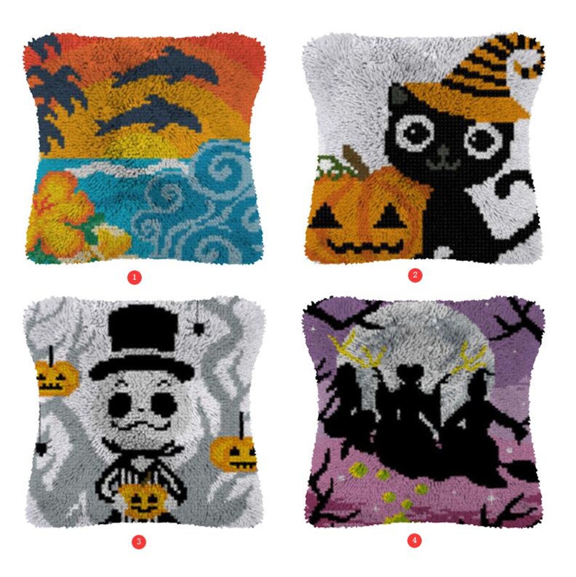 Halloween Latch Hook Kits Pillow Cover // Grid Clothlatch Etsy