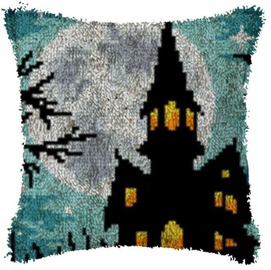 Halloween Latch Hook Kits Pillow Cover // Grid clothlatch Etsy