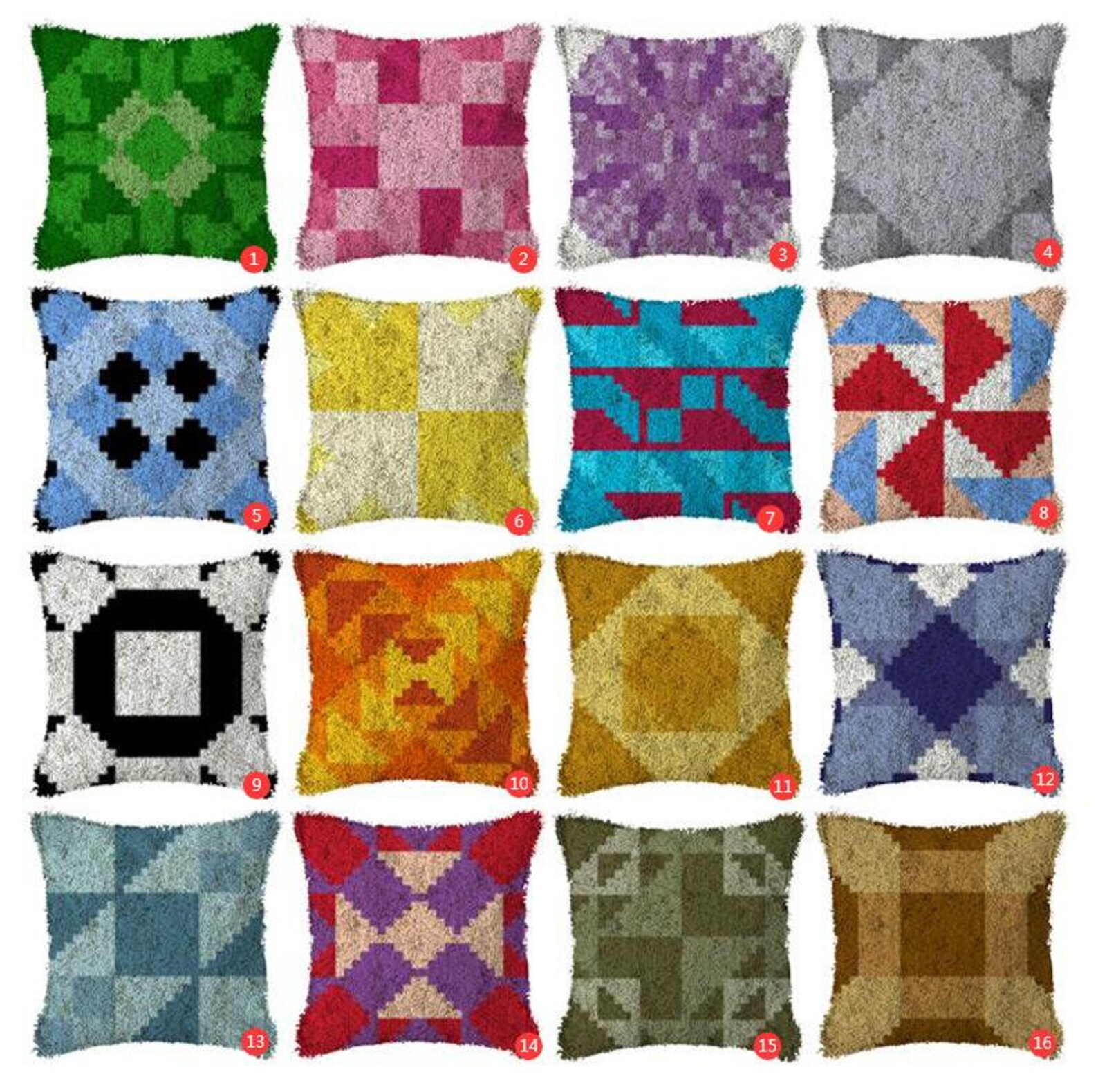 Latch Hook Color grid Kits Pillow Cover // Grid clothlatch Etsy