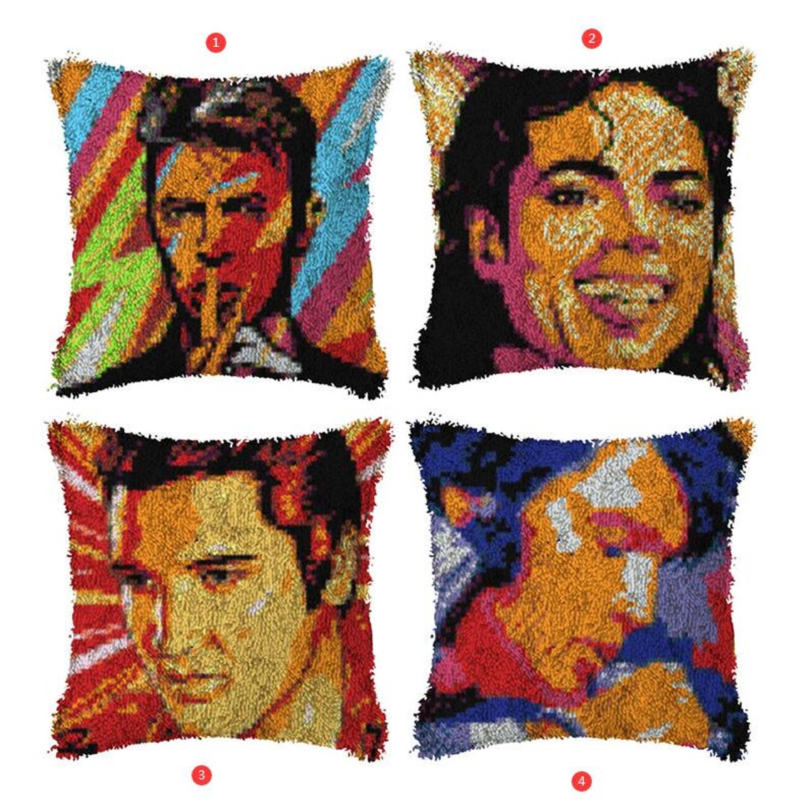 Latch Hook Elvis Kits Pillow Cover // Grid clothlatch hook Etsy