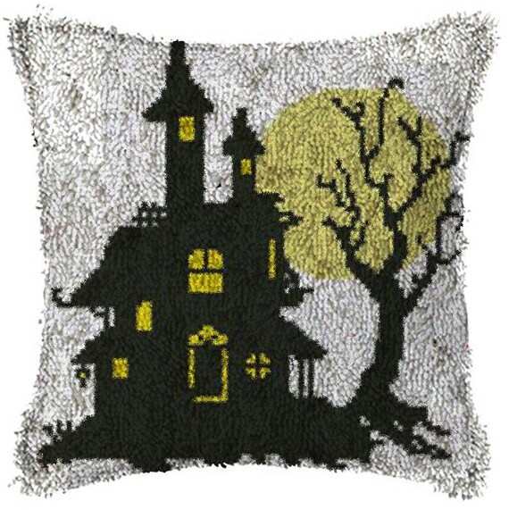 Halloween Latch Hook Kits Pillow Cover // Grid Clothlatch Etsy