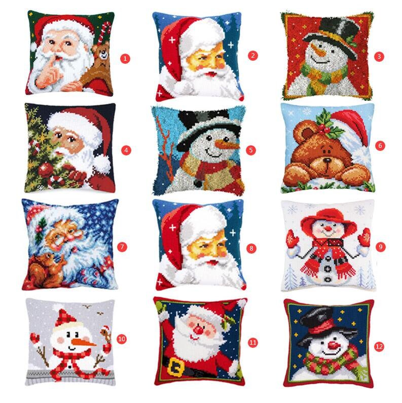 Christmas Latch Hook Kits Pillow Cover // Grid clothlatch Etsy