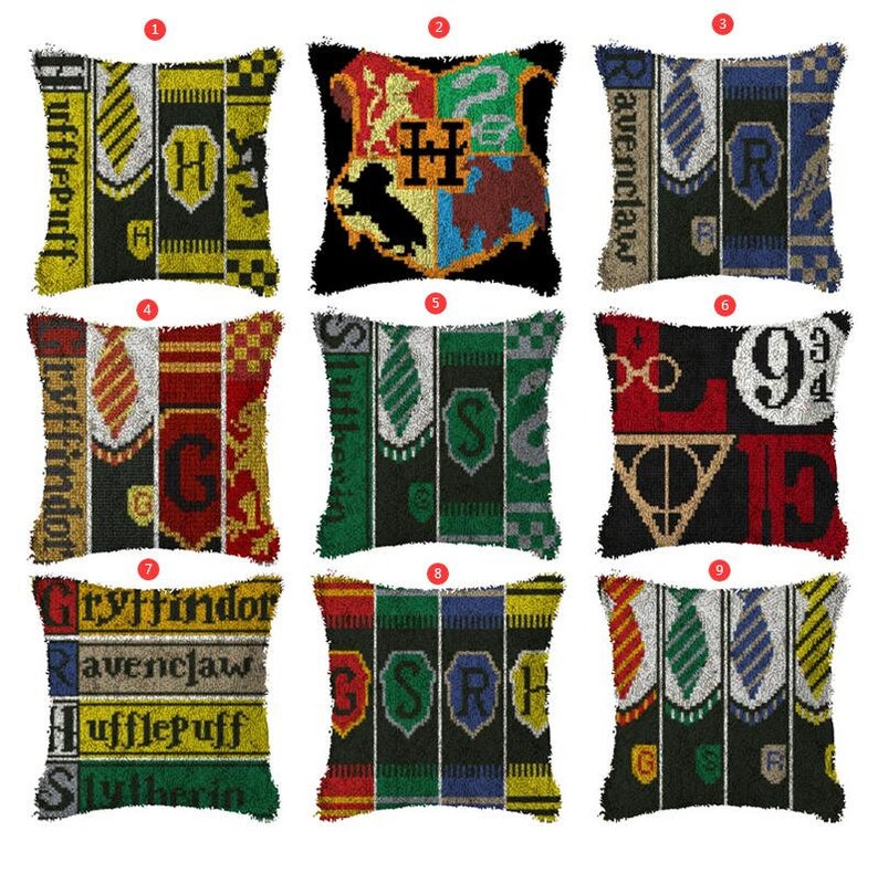 Harry Potter Latch Hook Kits Pillow Cover // Grid clothlatch Etsy