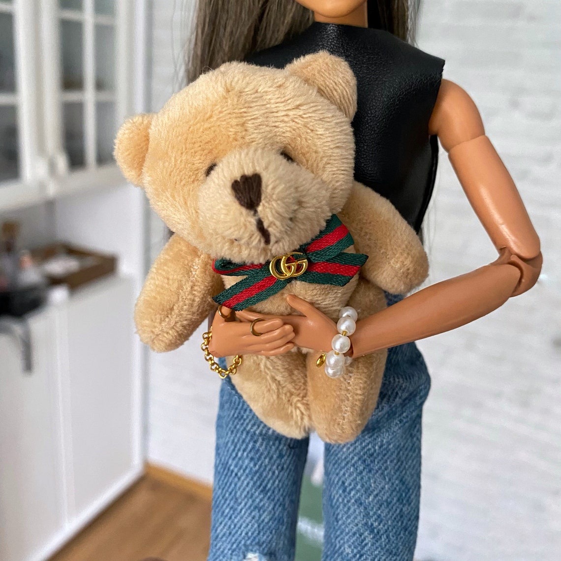 Miniature toy teddy Bear for Barbie dollhouse decor toys for Etsy