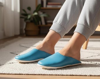 Babouches marocaines en cuir faites main pour femmes + petit cadeau, chaussures douces marocaines