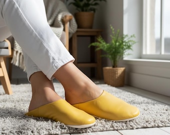 Babouches marocaines en cuir faites main pour femmes + petit cadeau, chaussures douces marocaines