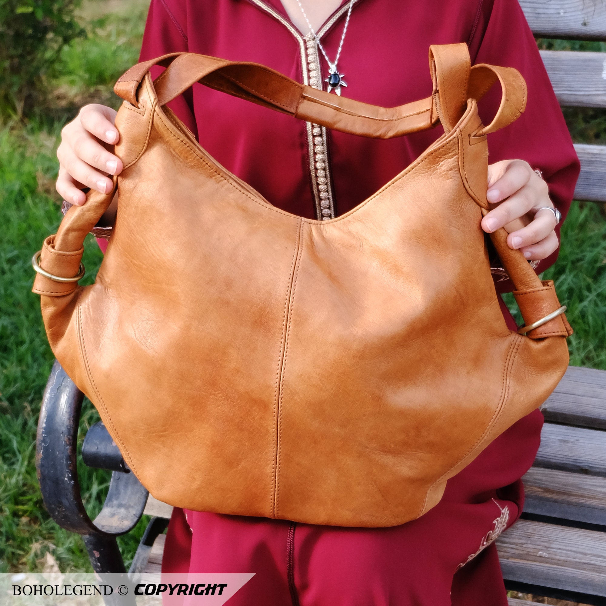 Cognac HOBO LEATHER Bag Oversize Shoulder BROWN Bag Shoulder Etsy