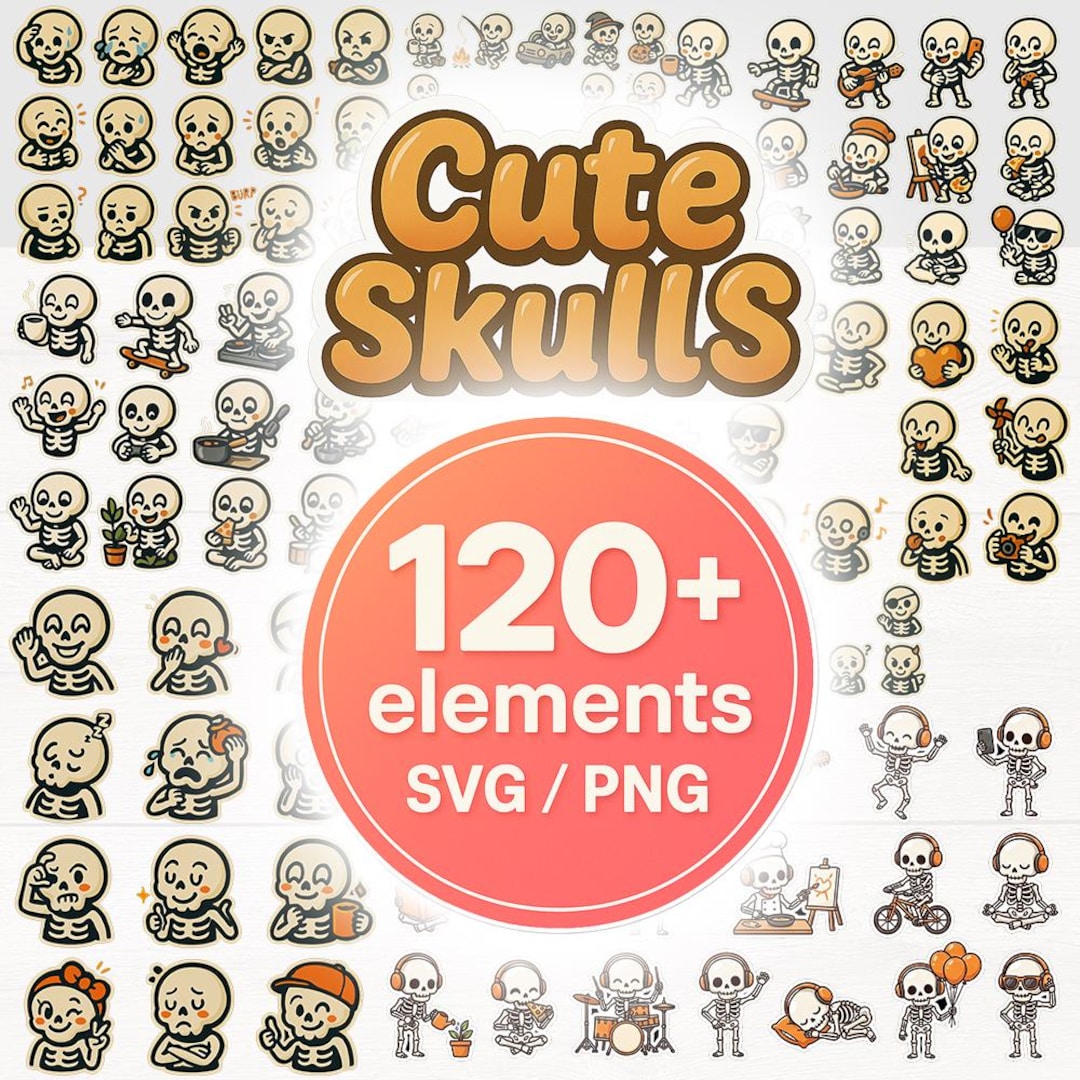 120+ Cute Skulls Emotes Bundle | Funny Skeleton Sticker Pack | Twitch ...