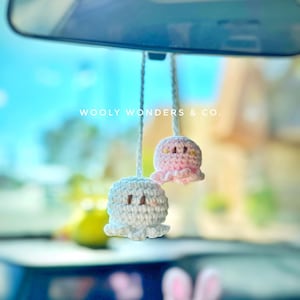 Schattige kleine octopus auto-accessoires voor vrouwen, gehaakte auto achteruitkijkspiegel hangend, auto plant decor, gehaakte vetplant, plantenliefhebber cadeau