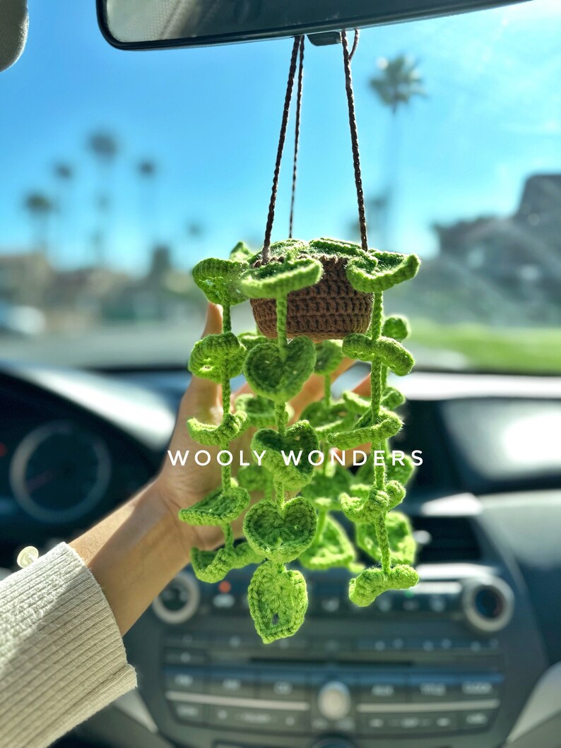 Monstera Car Plants Crochet Hanging Plants Car Accessories Etsy