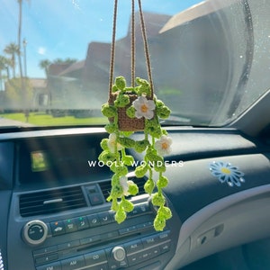 Crochet Car Plant Hanger: Boho Car Accessories, Essential Oil Diffuser