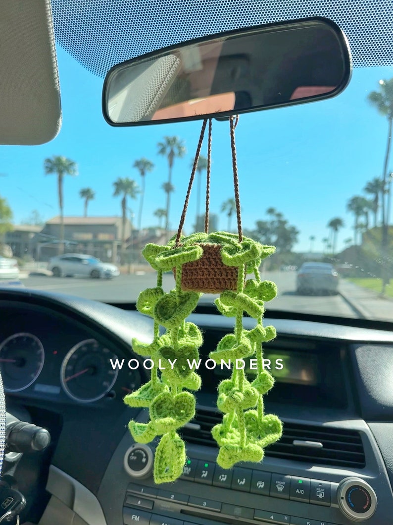 Monstera Car Plants Crochet Hanging Plants Car Accessories Etsy