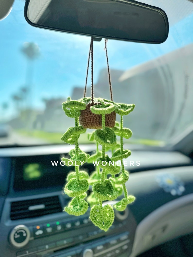 Monstera Car Plants Crochet Hanging Plants Car Accessories Etsy