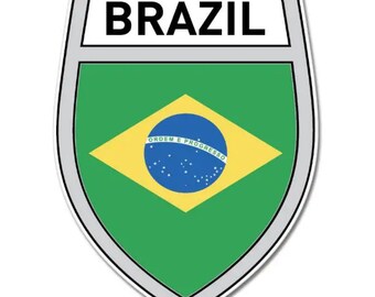 Brazil Shield Crest Silver Wall Window Car Vinyl Sticker Decal