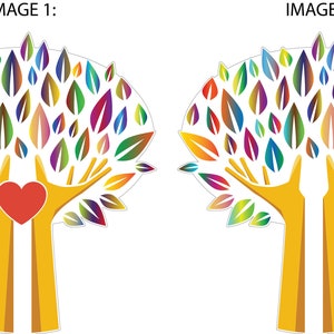 Yoga Árbol del Amor Manos y Corazón naturaleza colorida Yoga / calcomanía de vinilo impreso para parachoques de camioneta de automóvil, ventana, computadora portátil, PS4, teléfono celular, etc.