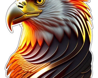 Red Flame Hawk Art American Freedom Symbol Eagle Courage Falcon Graphic Design Vinyl Sticker /Printed Decal for wall, car bumper, laptop etc