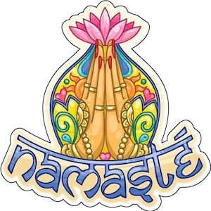 Namaste With Beautiful Hands And Water Lily Yoga Meditation Spiritual Healing Mindfulness Vinyl Sticker/Printed Vinyl Decal/label /poster