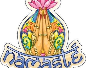 Namaste With Beautiful Hands And Water Lily Yoga Meditation Spiritual Healing Mindfulness Vinyl Sticker/Printed Vinyl Decal/label /poster