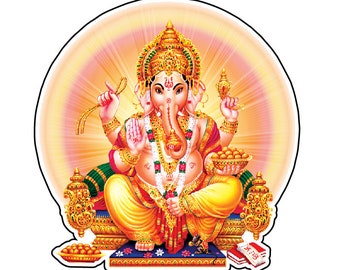 Lord Ganesha Meditation Lucky Vedic Aura Elephant Vinyl Sticker / printed vinyl decal for car truck bumper, window, laptop, cellphone, etc.