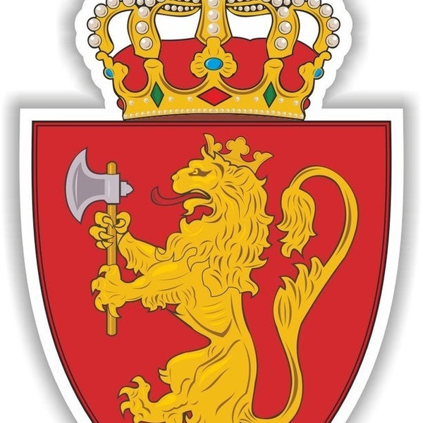 Norwegian Shield Norge Bumper Sticker – 4" Vinyl Decal For Cars, Laptops, Windows, Outdoor Use - View #10