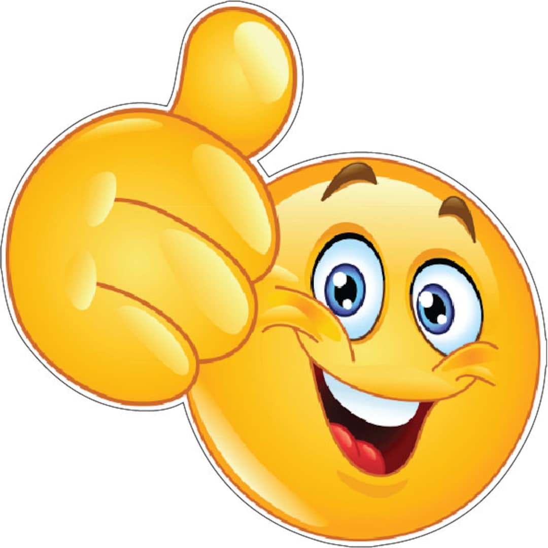 Smiley Face Emoji Thumbs up Happy Emotion Encouraging Expression Cute Digital Connection Vinyl Sticker Decal for Laptop, Car Bumper, Helmet - Etsy