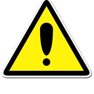 Pegatina de vinilo con signo de exclamación, advertencia de peligro, color amarillo. Calcomanía de vinilo impresa para parachoques de coche, furgoneta, camión, ventana, portátil, PS4, teléfono móvil, etc.