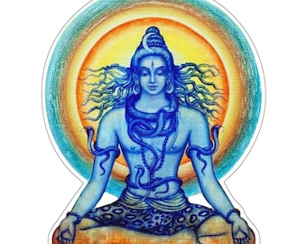 The Birth of Lord Shiva Meditation Art Vinyl Sticker / printed vinyl decal for car, van, truck bumper, window, laptop, PS4, cellphone, etc.
