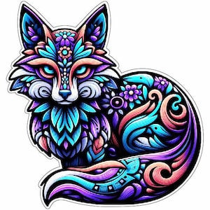 Renard fantastique rêve céleste symbole esprit enchanté Aura créature mystique animal spirituel tatouage conception vinyle autocollant/imprimé vinyle autocollant