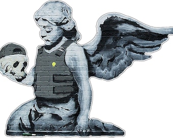 Banksy Art London Girl Angle Skull  vinyl sticker / printed vinyl decal