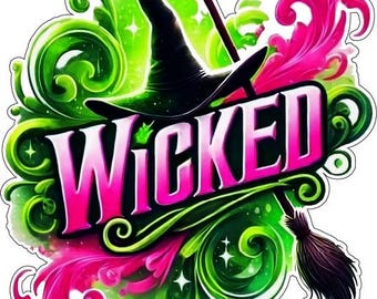 Wicked For Good Movie Logo Glinda & Elphaba Yin-Yang Pink Green Colors vinyl sticker / printed decal / label /autocollant /vinyl wall poster