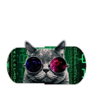 Matrix Cat Morpheus Glasses Shades Red Blue Pill Hacker Background Deja Vu Sticker vinyle pour voiture, camionnette, pare-chocs, fenêtre, ordinateur portable, téléphone