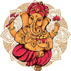 Lord Ganesh Dio dei nuovi inizi Saggezza e fortuna Rimozione degli ostacoli Oṃ Shri Gaṇesaya Namaḥ Ganapati Vinayaka adesivo in vinile/decalcomania stampata