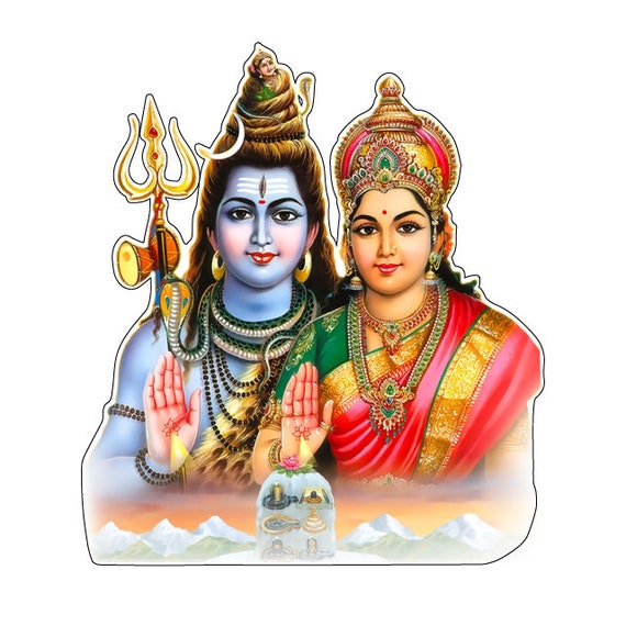 Lord Shiva & Parvati Meditation Om Vinyl Sticker / decalcomania in