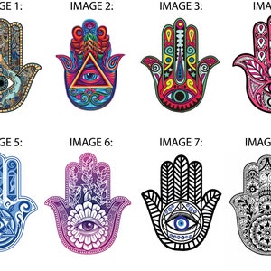 Eye Of Fatima Hand Psychedelic Spiritual Art Hamsa Amulet / printed vinyl decal for car van truck bumper, window, laptop, PS4, cellphone etc