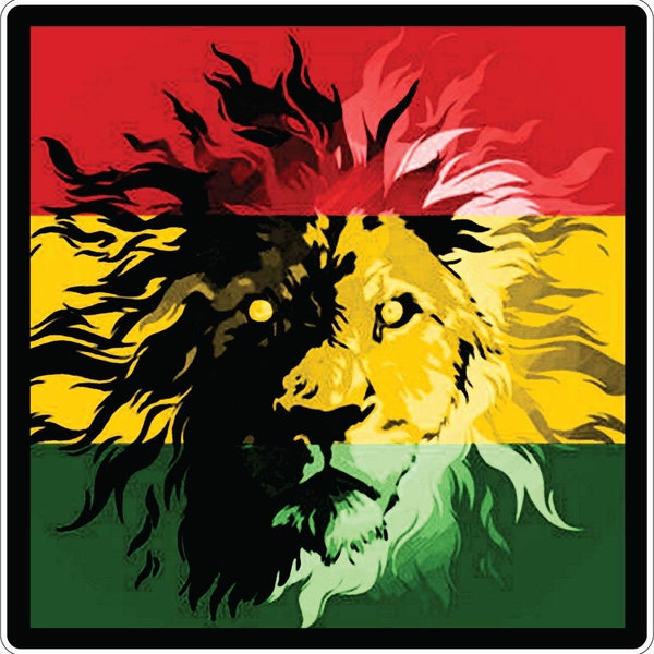 Autocollant en vinyle Lion of Judah Rasta Color Jah Jamaica Reggae Bob Marley / sticker imprimé / pare-chocs de camionnette de voiture, fenêtre, ordinateur portable, PS4, téléphone portable