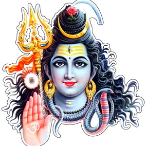Lord Shiva Om Hand Blessing Art religieux vinyle autocollant/autocollant en vinyle imprimé pour pare-chocs de camionnette de voiture, fenêtre, ordinateur portable, PS4, téléphone portable, etc.