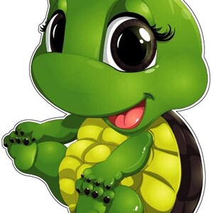 Cute Smiling Little Turtle In Happy Baby Pose Yoga For Beginners Positive Attitude Cartoon Style Vinyl Sticker / Label /Autocollant /Poster