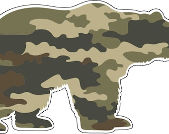 Camo Bear Camouflage Wildlife Hunting Adventure Wall  Window Car Vinyl Sticker / printed vinyl decal