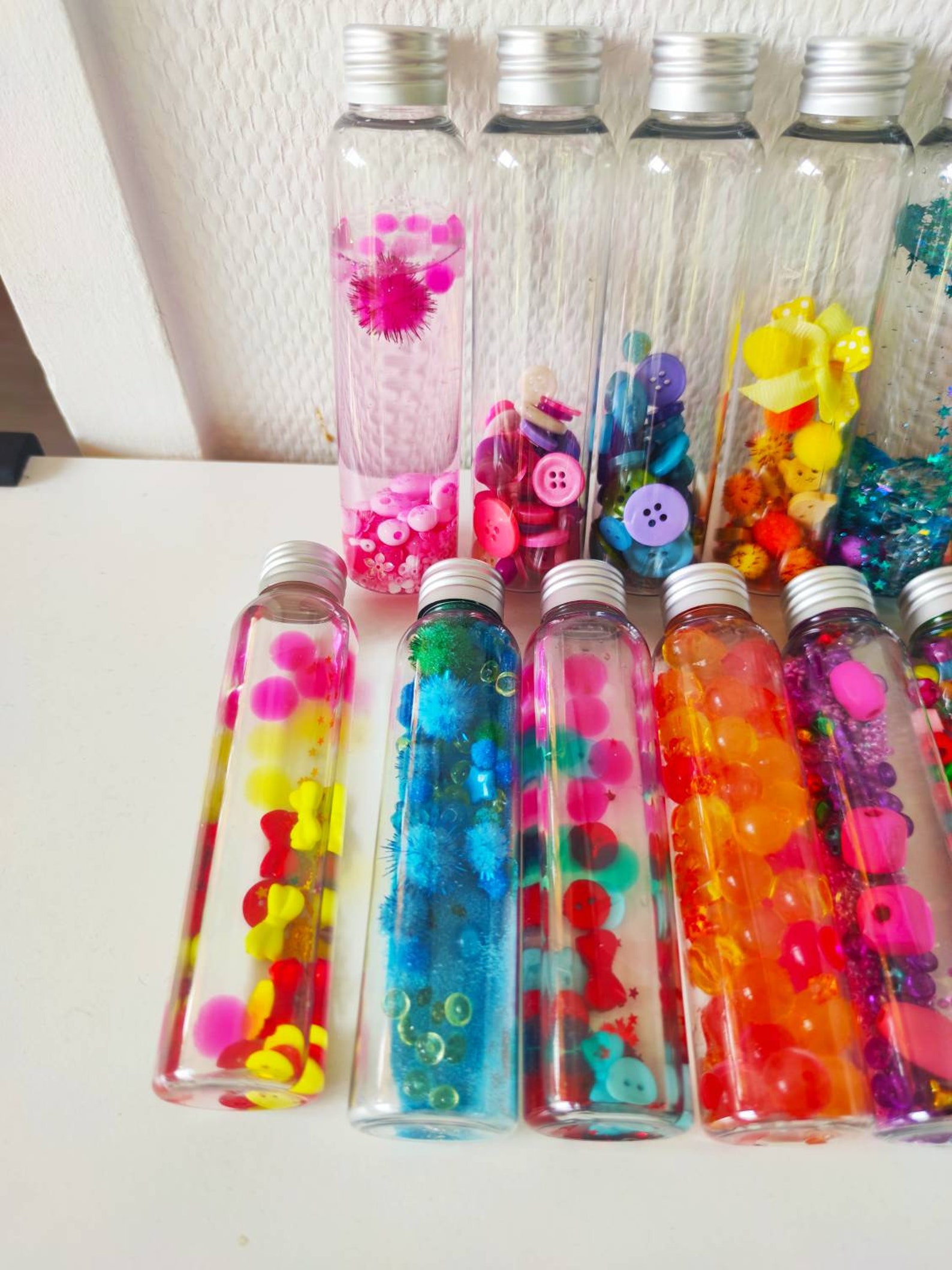Lot of 17 very colorful sensory bottles. Toys of sensory and Etsy