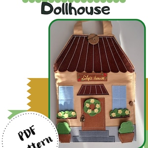 Doll house ,Pattern and PDF instructions for sewing a textile dollhouse bag,House toy for girls, travel toy, birthday gift