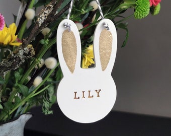 Personalised Easter Bunny Decoration - Easter Tree Hanging Decoration, Clay Easter Tree Ornament, First Easter Gift, Handmade UK