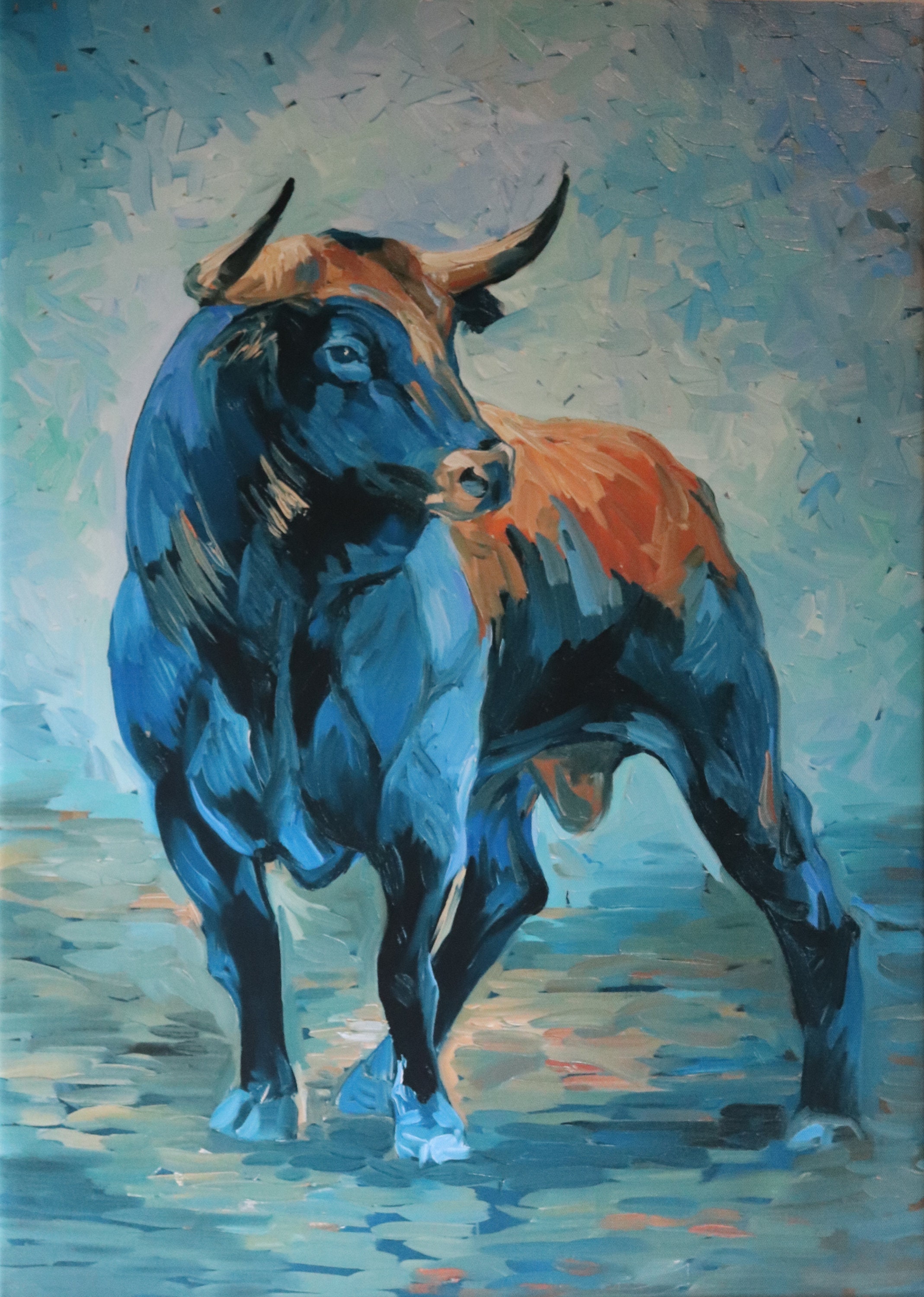 Painting on Canvas the Bull 70x50x2cm 27.5x19.6x0.78 Inches Art