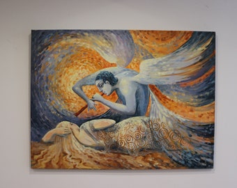 Original Oil Painting Hand Painted &quot;The Sleep&quot; 60x80x2 cm (23.6x31.5x0.78 inches) Oil on Canvas, Canvas on Stretcher