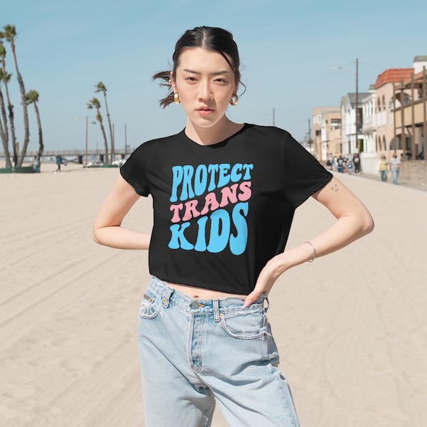 Protect Trans Kids Crop T Shirt MTF Transgender Shirt Activist Shirt MTF Trans Pride Shirt Trans Ally Trendy Crop Top Trans Aesthetic Shirt