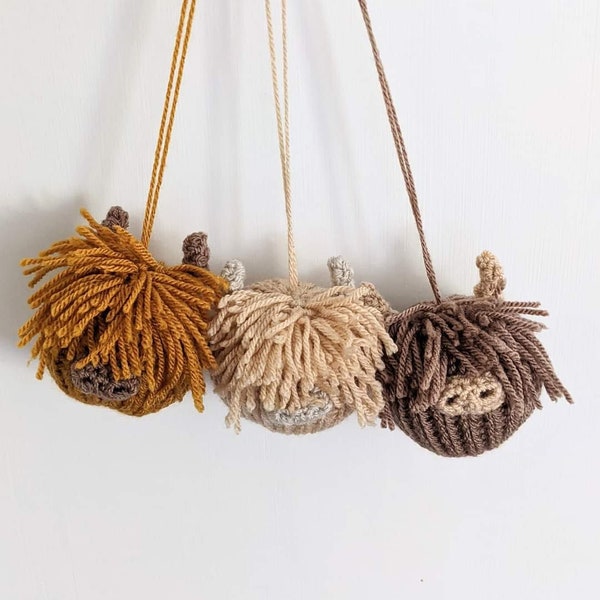 Highland cow Christmas knitted crocheted hanging decoration