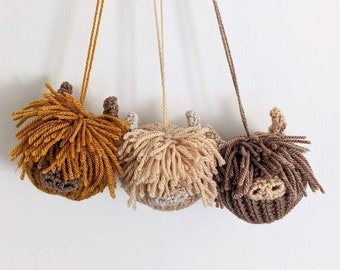 Highland cow Christmas knitted crocheted hanging decoration