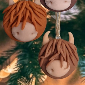 Highland cow clay decoration hanging tree Christmas