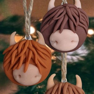Highland cow clay decoration hanging tree Christmas